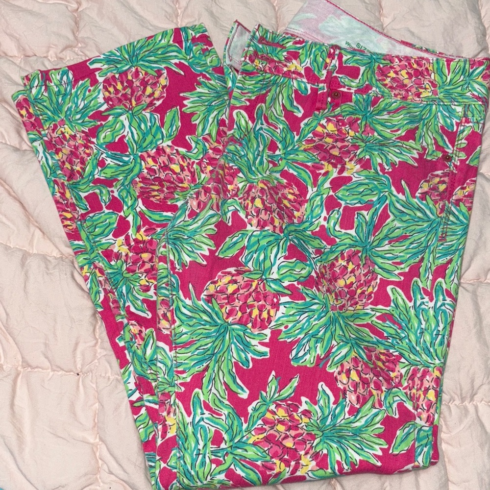 Lilly Pulitzer Pink & Green Pineapple Tropical Pants